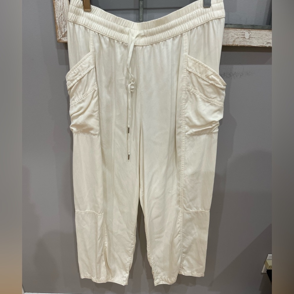 Calia brand Relaxed Cream Drawstring Cargo Pants
